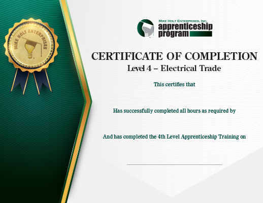 Certificate of Completion for Level 4